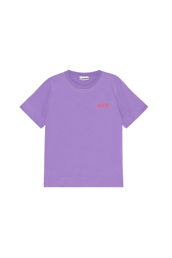 Ganni T2775 Thin Software Jersey T-shirt Deep Lavender