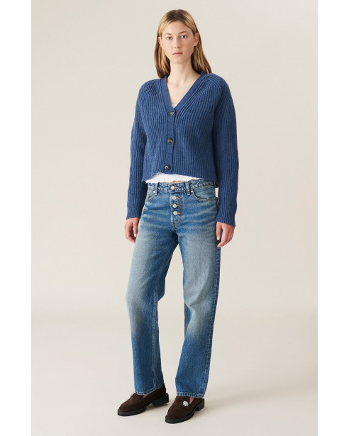ganni blue cardigan